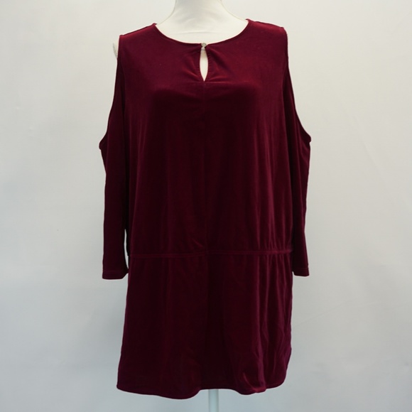 Lauren Ralph Lauren Cold Shoulder Velvet Top - Picture 2 of 7